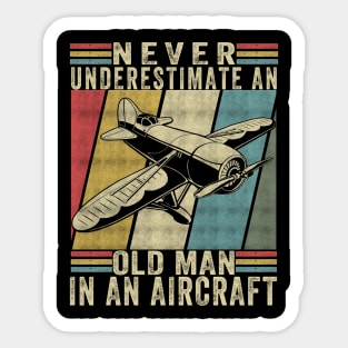 Easily Distracted By Airplanes Retro Airplane Funny Pilot Sticker